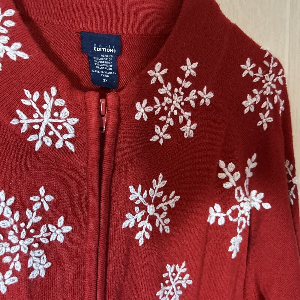 Basic Editions Plus 3x Red Zip Front Cardigan Swe… - image 4